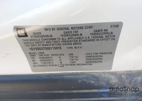 2009 Cadillac Srx V6 z USA, uszkodzony, nr VIN 1GYEE637390113015